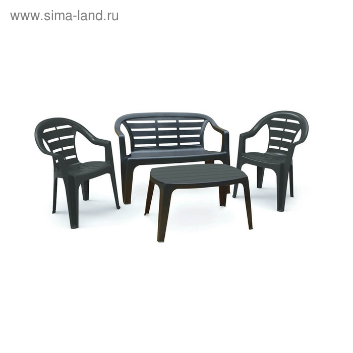 Набор мебели MADURА, 4 предмета, скамья 2-местная, 2 кресла, стол, пластик - Фото 1