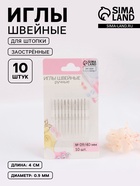 Иглы швейные для штопки, заострённые, d=0.9 мм, 4 см, 10 шт. - Фото 1