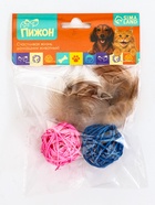 Игрушка для кошек «Шар из лозы с пером», 3.8 см, микс цветов - Фото 6