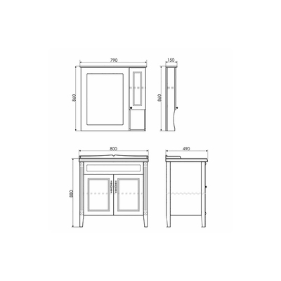 Зеркало шкаф для ванной комнаты Comforty «Палермо 80», 800×860 мм, цвет белый