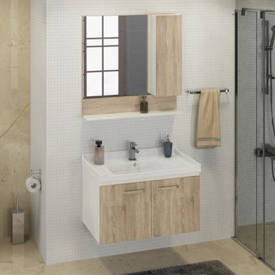 Комплект: тумба Comforty «Рига-80», цвет дуб сонома, раковина Comforty 9335-80