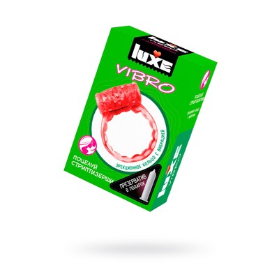 Виброкольцо Luxe Vibro «Поцелуй стриптизёрши» + презерватив, 1 шт.