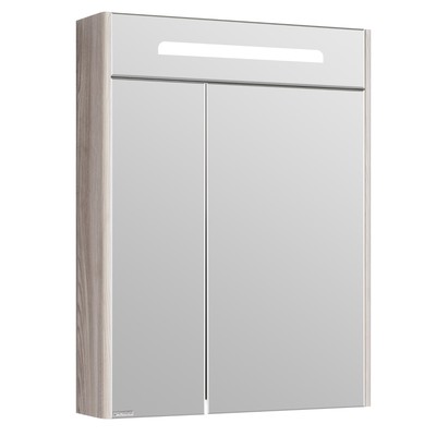 Зеркало - шкаф для ванной комнаты AQUATON «Сильва 60», с LED подсветкой, 600×140×780 мм, цвет дуб фьорд