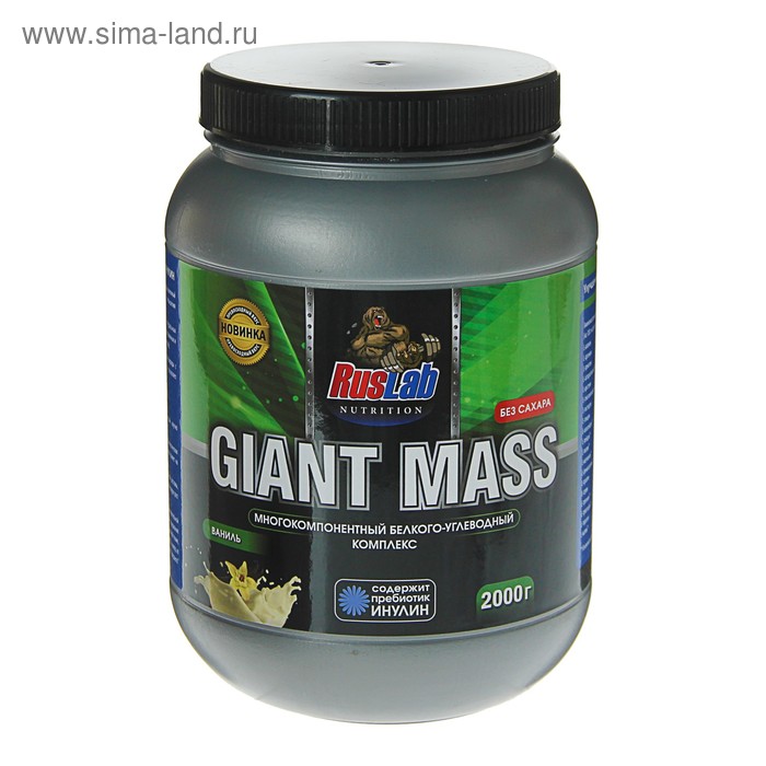 Гейнер RusLabNutrition Giant Mass 30% (2000г), ваниль - Фото 1