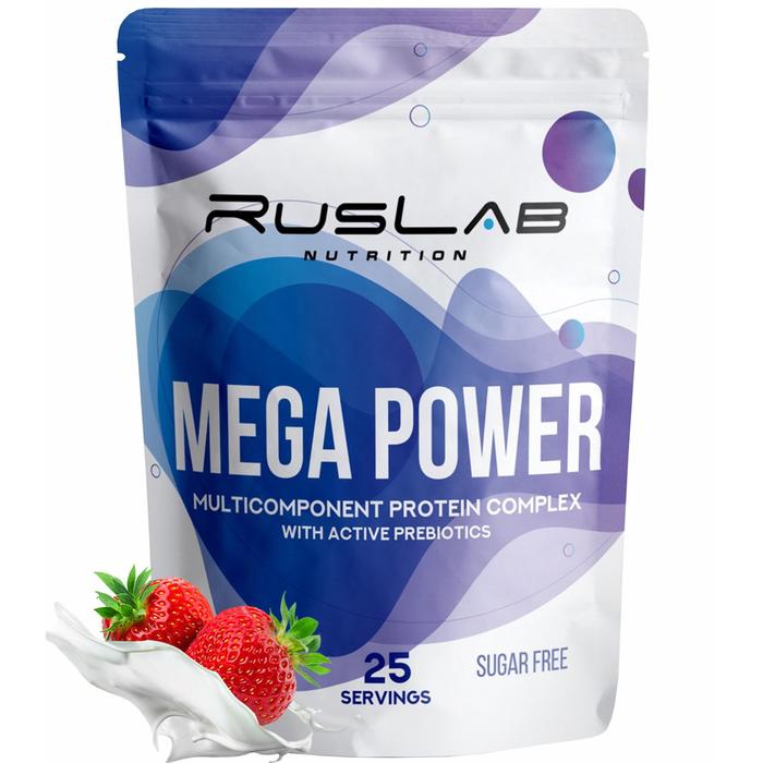 Протеин RusLabNutrition Mega Power Клубника со сливками, 800 г - Фото 1