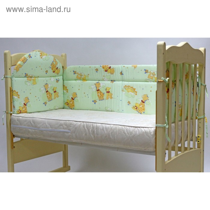 Борт в кроватку «Жираф Вилли»: подушки 30 х 30 см, цвет зелёный - Фото 1
