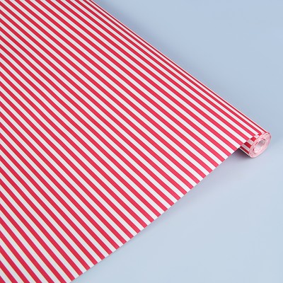 Бумага упаковочная крафт "Полоски малиновые", 0,5 х 10 м, 70 г/м² /м2