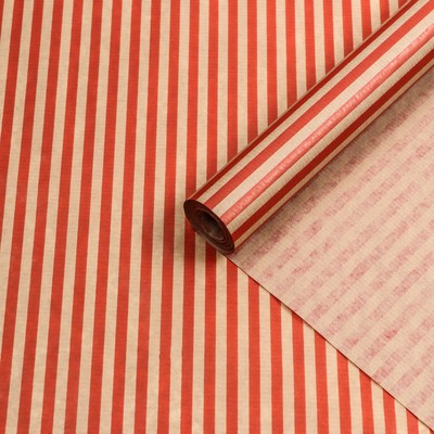 Бумага упаковочная крафт "Полоски красные", 0,5 х 10 м, 70 г/м² /м2