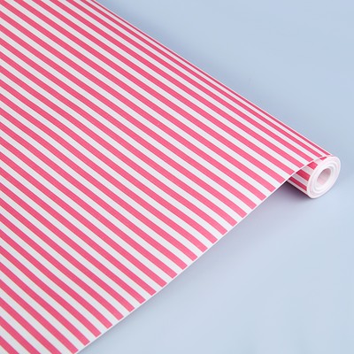 Бумага упаковочная крафт "Полоски розовые", 0,5 х 10 м, 70 г/м² /м2