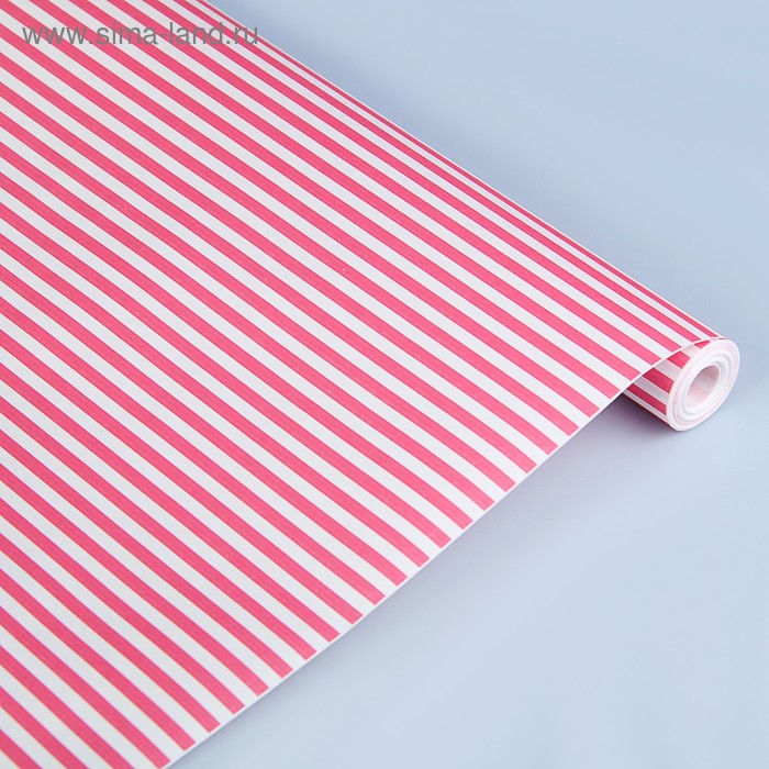 Бумага упаковочная крафт "Полоски розовые", 0,5 х 10 м, 70 г/м² /м2 - Фото 1