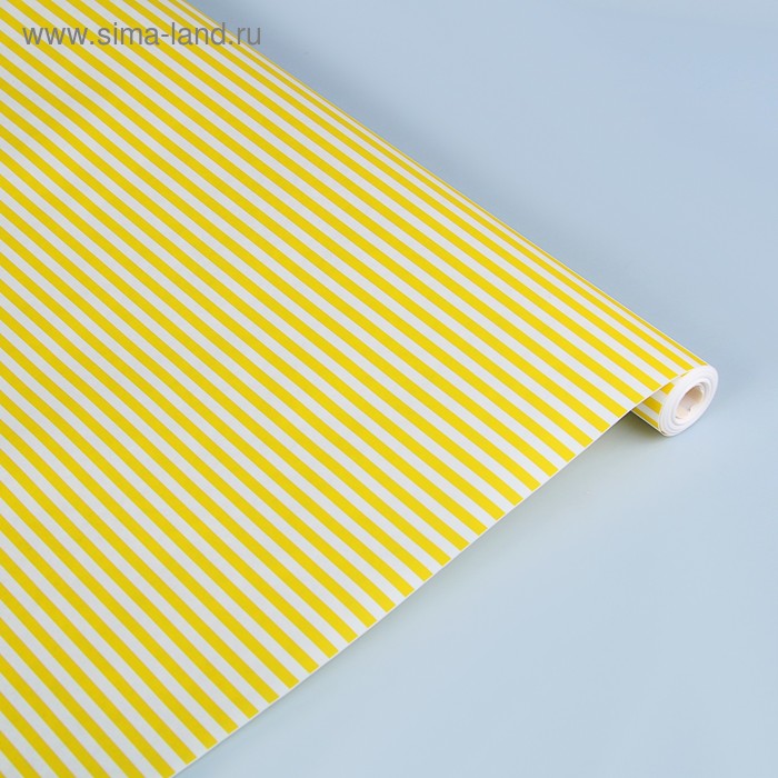Бумага упаковочная крафт "Полоски ярко жёлтые", 0,5 х 10 м, 70 г/м² /м2 - Фото 1