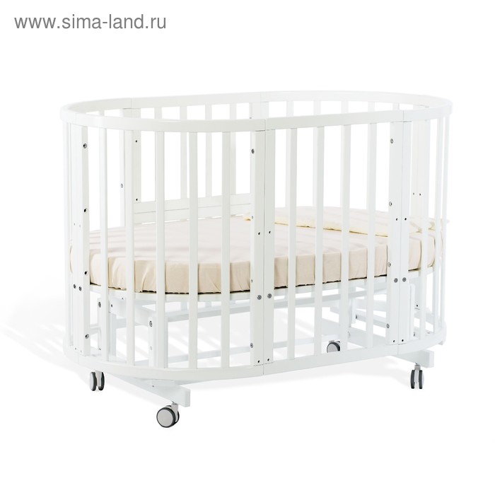 Детская кроватка-трансформер Nuovita Nido Magia 5 в 1, круглая/овальная,бук, белый жемчуг - Фото 1