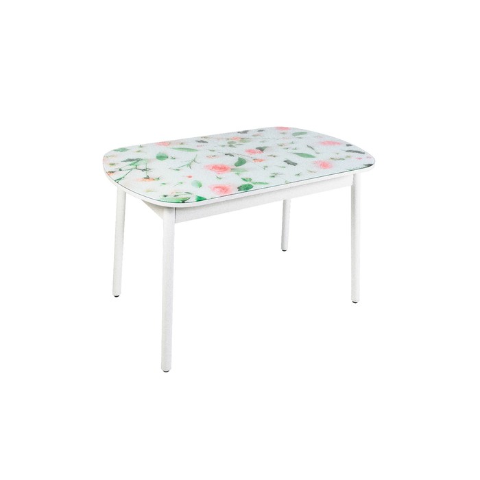 Раздвижной стол «Винтаж», 1150(1450) × 700 мм, фотопечать, цвет розы / ножки белые