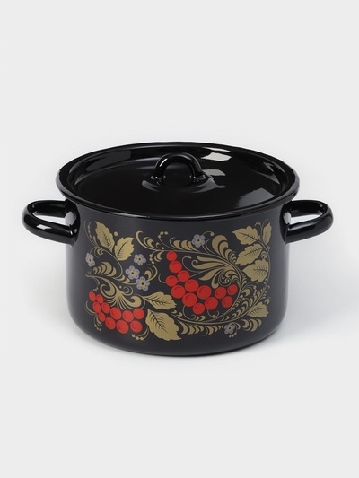 Кастрюля эмалированная «Рябина», 2.9 л, d=20 см, цилиндрическая, и, рисунок, МИКС