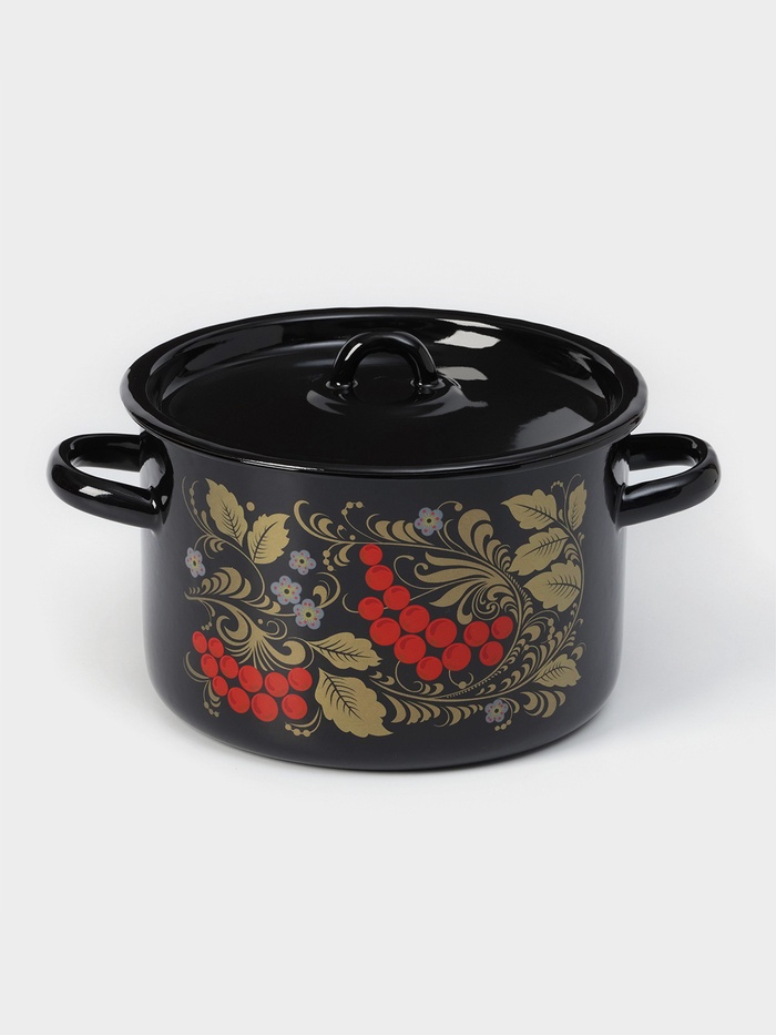 Кастрюля эмалированная «Рябина», 2.9 л, d=20 см, цилиндрическая, и, рисунок, МИКС - Фото 1