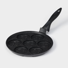 Сковорода «Оладница», d=23 см, пластиковая ручка, антипригарное покрытие, литой алюминий, чёрная - Фото 2