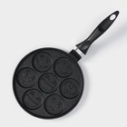 Сковорода «Оладница», d=23 см, пластиковая ручка, антипригарное покрытие, литой алюминий, чёрная - Фото 3