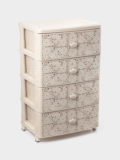 Комод широкий «Лаура», 4-х секционный, цвет слоновая кость