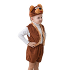 Карнавальный костюм "Мишка", мех, шапка, жилет, шорты, рост 104-116 - фото 318631759