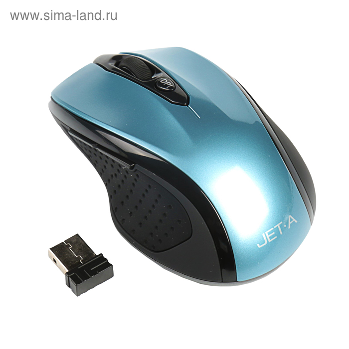 Мышь Jet.A Black Style OM-U24G, беспроводная, оптическая, 1600dpi, 5 кнопок, USB, синяя - Фото 1