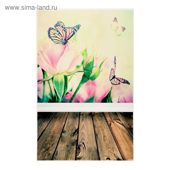 Фотофон винил "Бабочки и розы" стена+пол 80х125 см - Фото 1