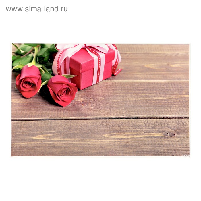 Фотофон винил "Розы с подарком на досках" 80х125 см - Фото 1