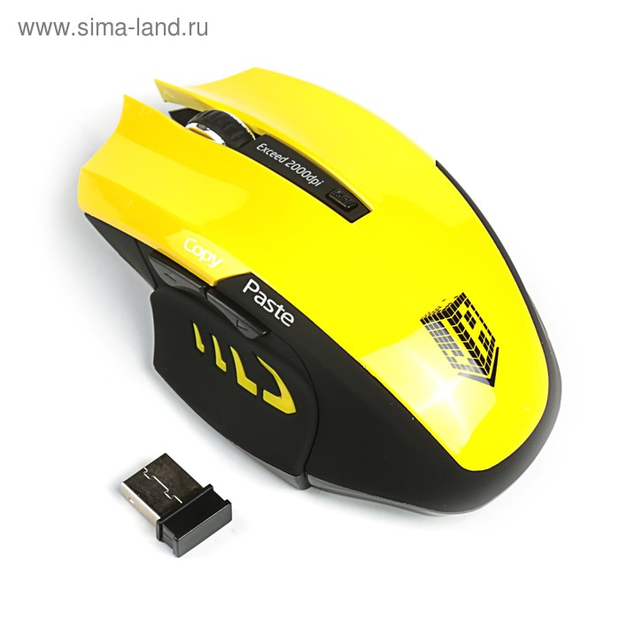 Мышь Jet.A Comfort OM-U54G, игровая, беспроводная, оптическая, 2000dpi, 5 кнопок, USB,жёлтая - Фото 1
