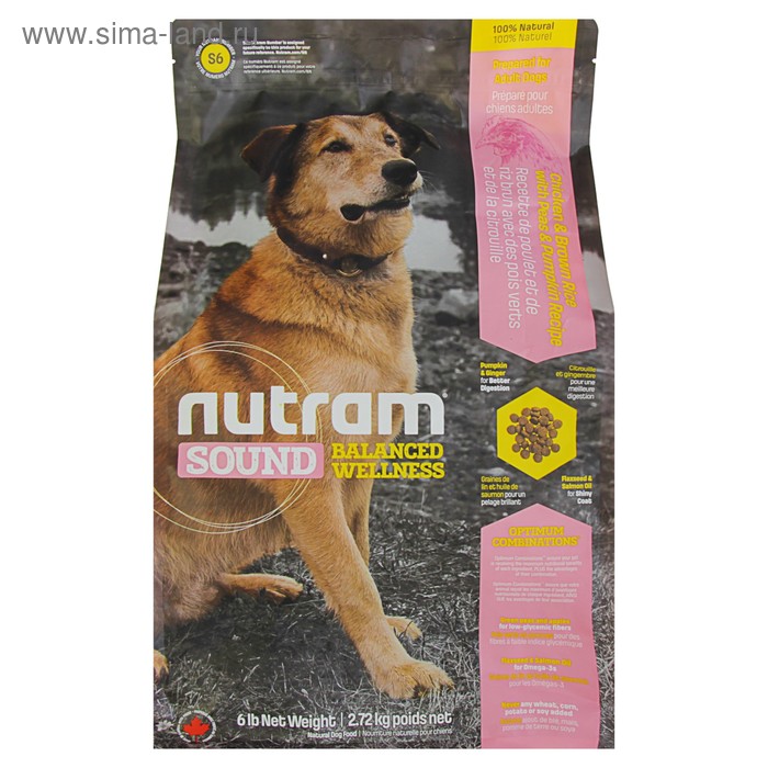 Сухой корм Nutram S6 adult dog для собак, курица, 2.72 кг - Фото 1