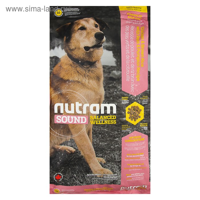 Сухой корм Nutram S6 adult dog для собак, курица, 13.6 кг - Фото 1