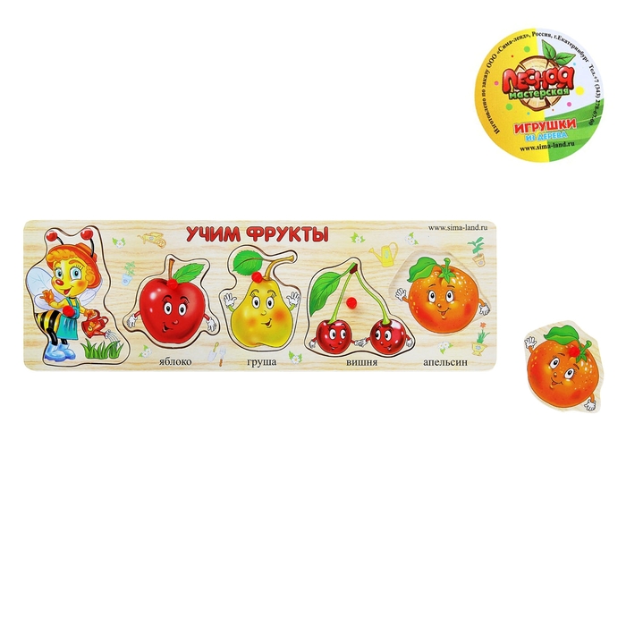 Рамка - вкладыш "Учим фрукты", 5 элементов - Фото 1