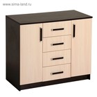 Комод напольный для спальни «Аура», 4 ящика, 2 дверцы, 820×1000×440 мм, цвет венге/дуб молочный - Фото 1