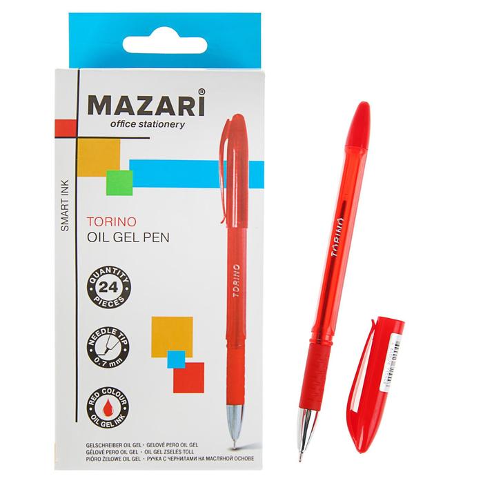 Ручка шариковая Mazari Torino, 0.7 мм, красная, резиновый упор, на масляной основе - Фото 1