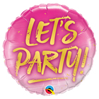 Шар фольгированный 18" "Вечеринка", Lets Party на розовом - Фото 1