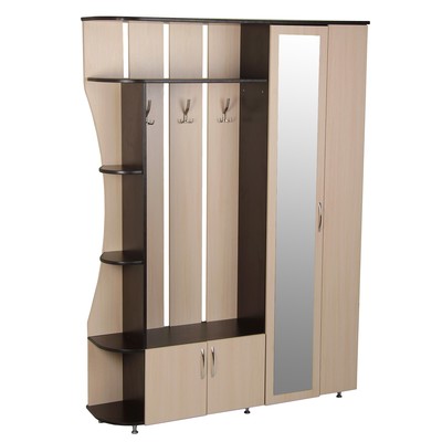 Прихожая «Ксения - 1», правая, 2150×1500×385 мм, цвет венге/дуб молочный