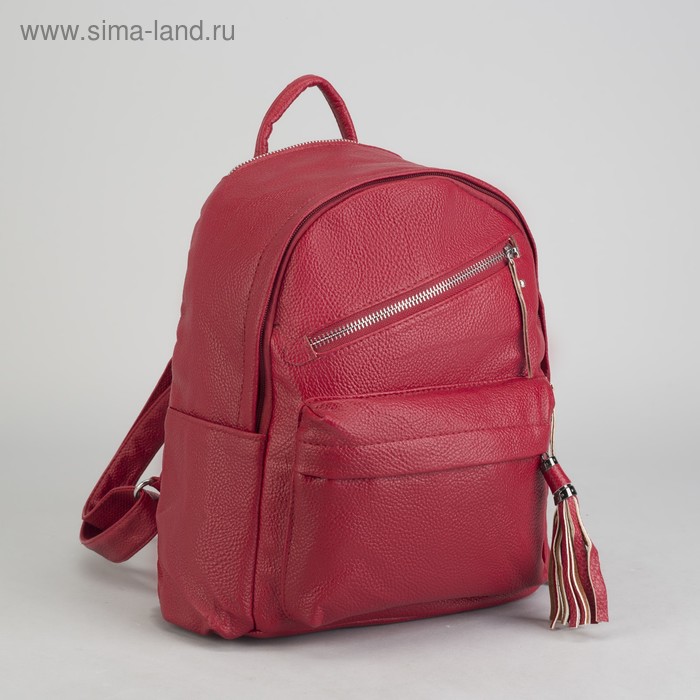 Рюкзак молодёжный, отдел на молнии, 5 наружных карманов, цвет красный - Фото 1