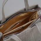 Сумка женская, 2 отдела на молнии, наружный карман, длинный ремень, цвет серый - Фото 5