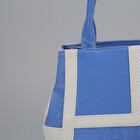 Сумка женская, 2 отдела на молнии, наружный карман, длинный ремень, цвет белый/синий - Фото 4
