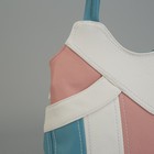 Сумка женская, 2 отдела на молнии, наружный карман, длинный ремень, цвет белый/розовый/голубой - Фото 4