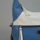Сумка женская, отдел на молнии, 2 наружных кармана, длинный ремень, цвет белый/синий - Фото 4