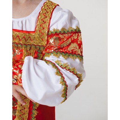 Русский народный костюм «Любавушка», платье-сарафан, кокошник, р-р 30, рост 110-116 см, красный