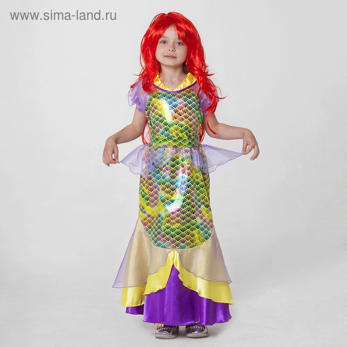 Карнавальный костюм "Русалка", платье, пояс, парик, р-р 34, рост 134 см - Фото 1