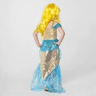 Карнавальный костюм "Золотая русалка", топ, юбка, парик, р-р 34, рост 140 см - Фото 2
