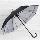 Зонт - трость полуавтоматический «Ночной Париж», 8 спиц, R = 53 см, цвет чёрный - Фото 1
