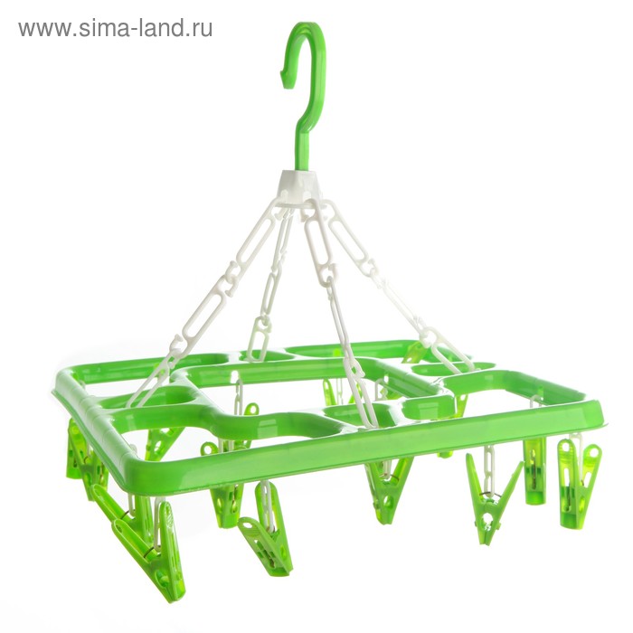 Сушилка для белья подвесная квадратная 16 прищепок, цвет МИКС - Фото 1