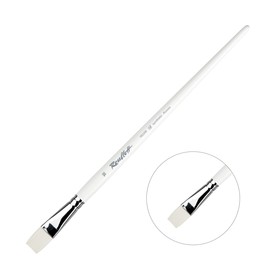 Кисть Синтетика, плоская, Roubloff серия 1B22W № 18, ручка длинная белая, белая обойма