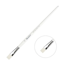 Кисть Синтетика, плоская, Roubloff серия 1B22W № 16, ручка длинная белая, белая обойма