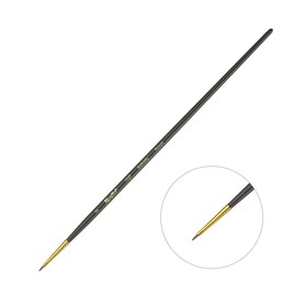 Кисть Колонок плоская Roubloff, укороченная вставка, серия 1127 № 2, ручка длинная чёрная матовая, жёлтая обойма