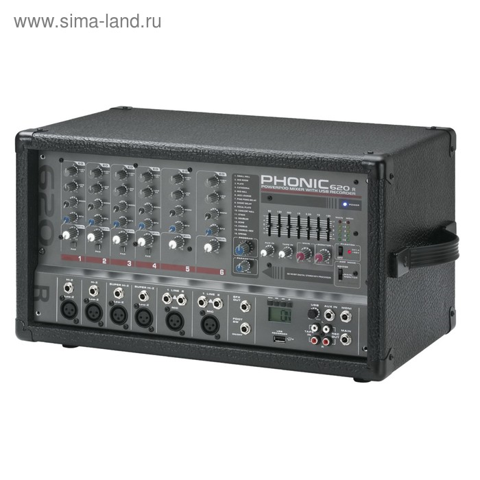 Микшер Phonic POWERPOD 620R 6-и канальный , 2х100Вт/4Ом (мост 200Вт/8Ом), USB, MP3 - Фото 1