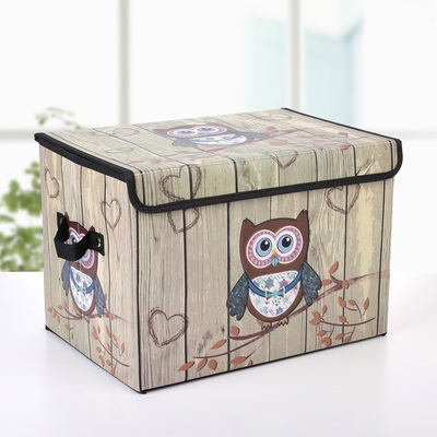 Короб стеллажный для хранения с крышкой 38×25×25 см «Совёнок»