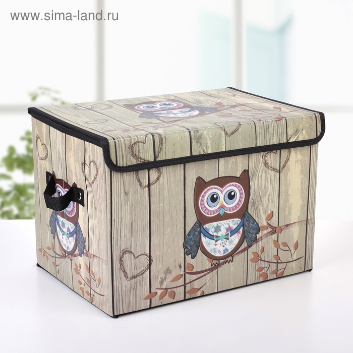 Короб стеллажный для хранения с крышкой 38×25×25 см «Совёнок» - Фото 1